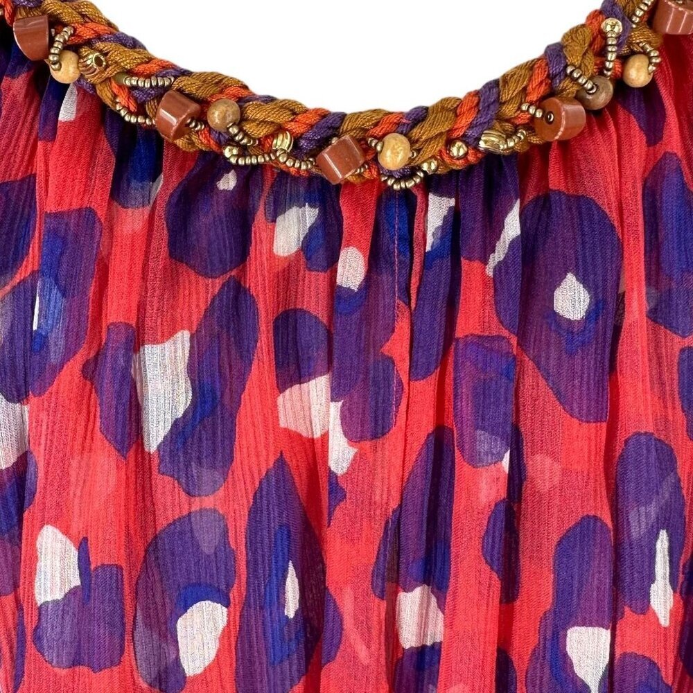 Diane von Furstenberg Soleil Swim Pink Leopard Print Chiffon Cover-up/Dress M - Picture 3 of 5